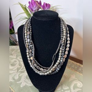 Silpada 18” Hematite Glass Bead Sterling Silver Necklace